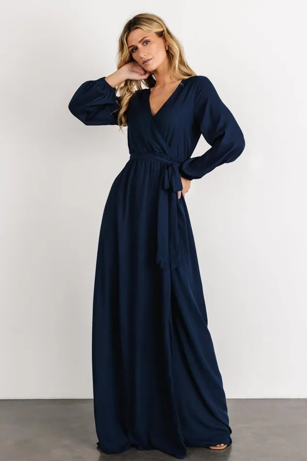 Baltic Born Bump Friendly Women Breanne Faux Wrap Maxi Dress Navy