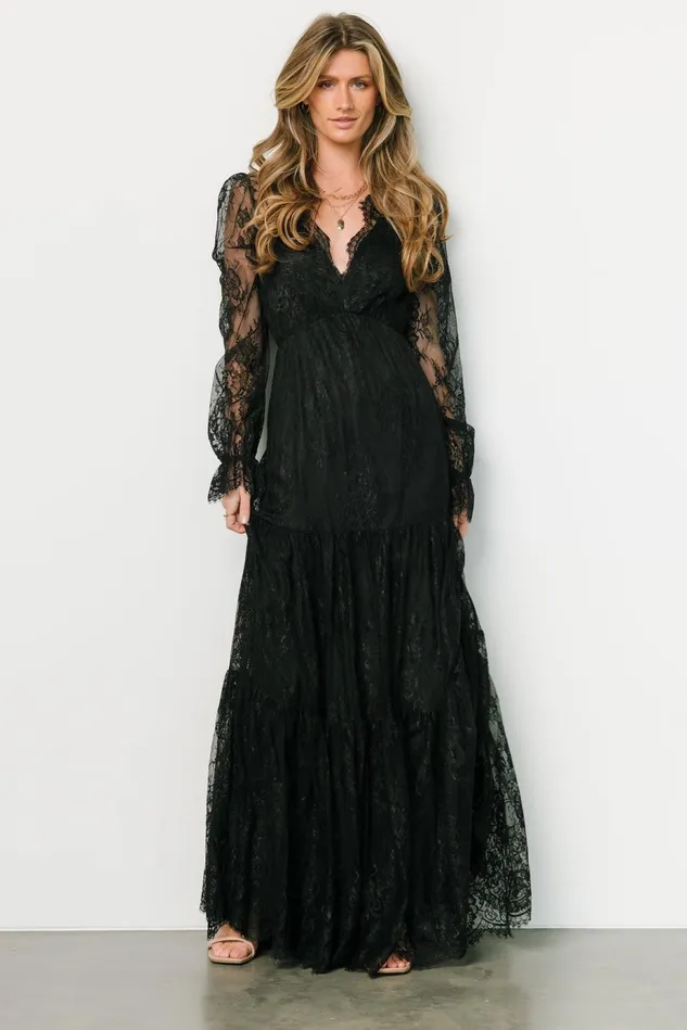 Baltic Born Bump Friendly Women Gloria Lace Maxi Dress Black