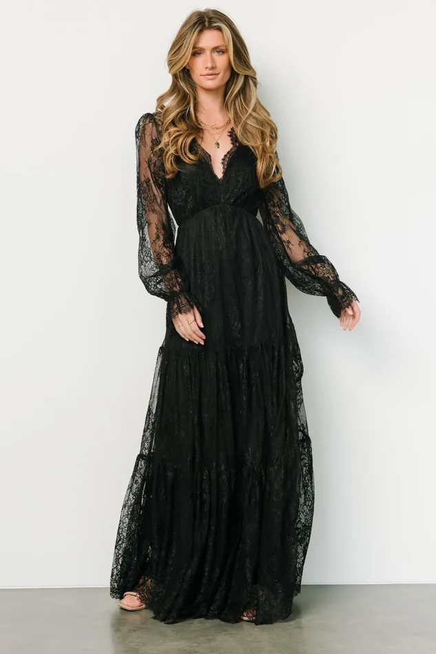 Baltic Born Bump Friendly Women Gloria Lace Maxi Dress Black