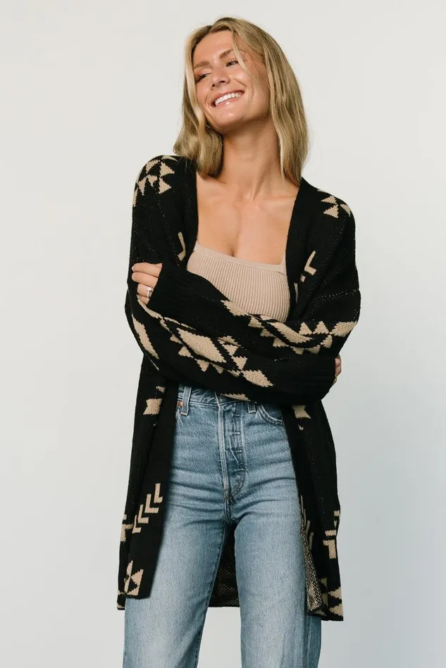 Baltic Born Cardigans Women Hays Oversized Cardigan Black Tan