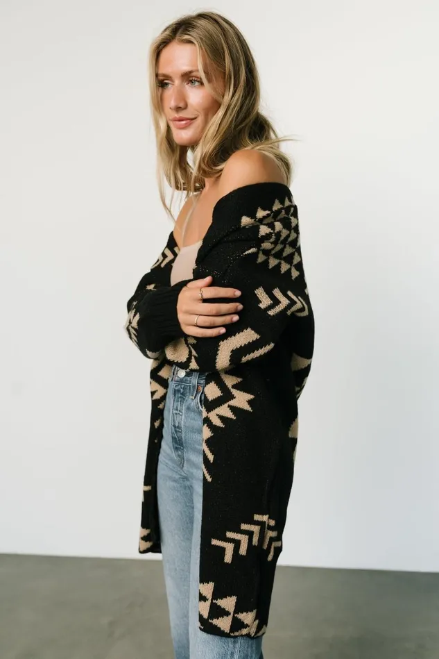 Baltic Born Cardigans Women Hays Oversized Cardigan Black Tan Baltic Born Cardigans Women Hays Oversized Cardigan Black Tan