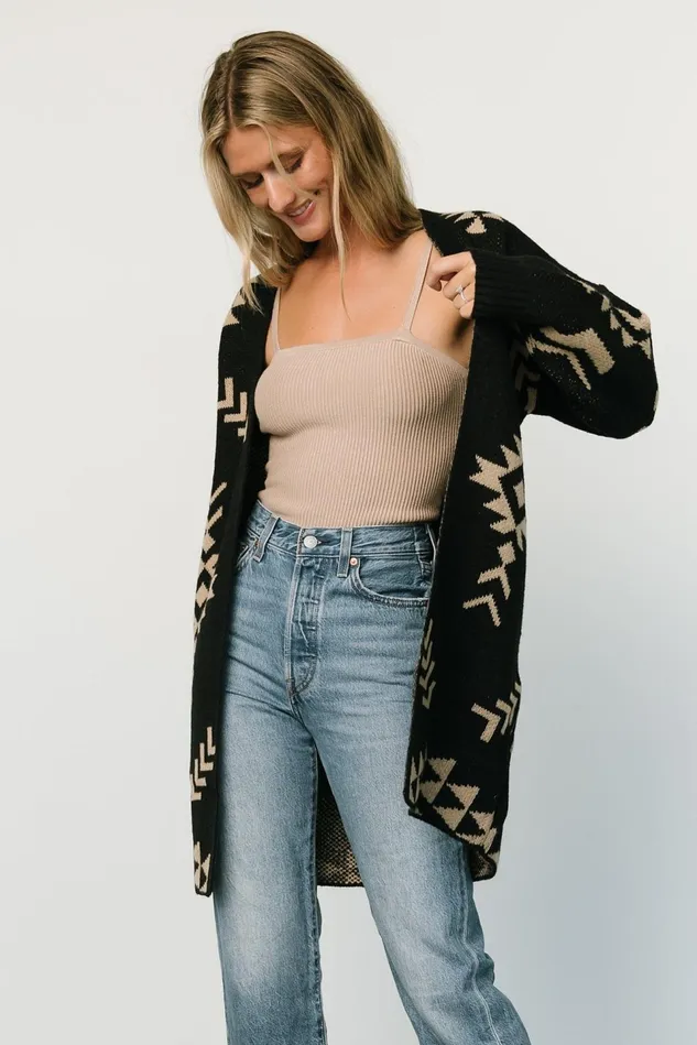 Baltic Born Cardigans Women Hays Oversized Cardigan Black Tan Baltic Born Cardigans Women Hays Oversized Cardigan Black Tan