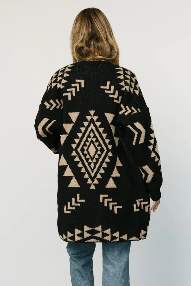 Baltic Born Cardigans Women Hays Oversized Cardigan Black Tan Baltic Born Cardigans Women Hays Oversized Cardigan Black Tan