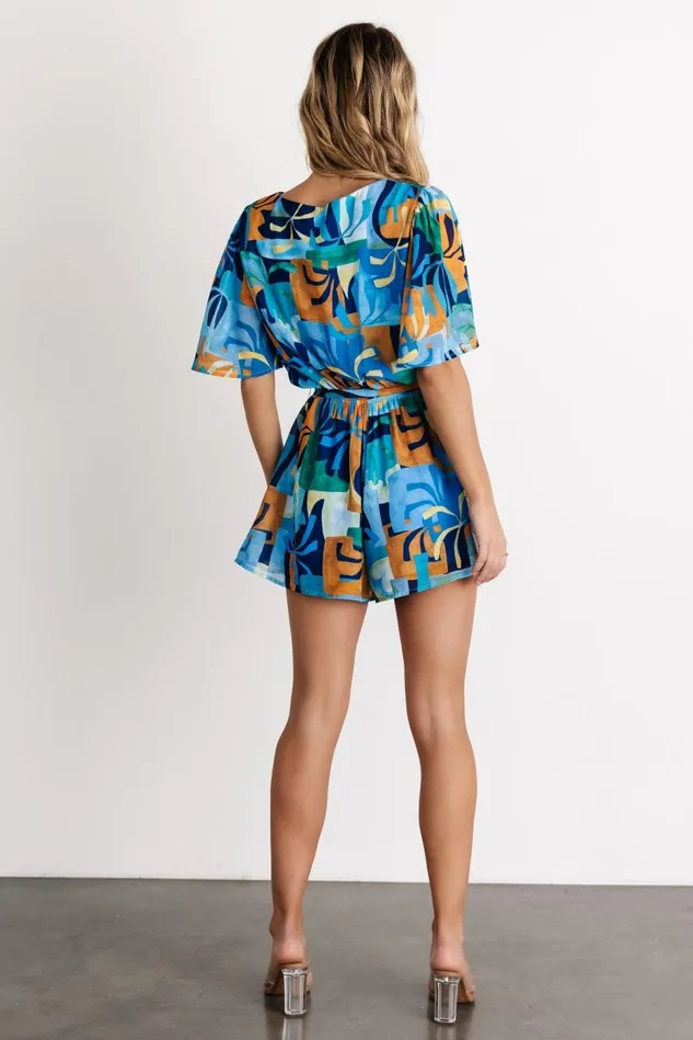 Baltic Born Cover Ups Women Karissa Romper Blue Multi Print Baltic Born Cover Ups Women Karissa Romper Blue Multi Print