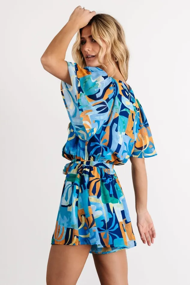 Baltic Born Cover Ups Women Karissa Romper Blue Multi Print Baltic Born Cover Ups Women Karissa Romper Blue Multi Print