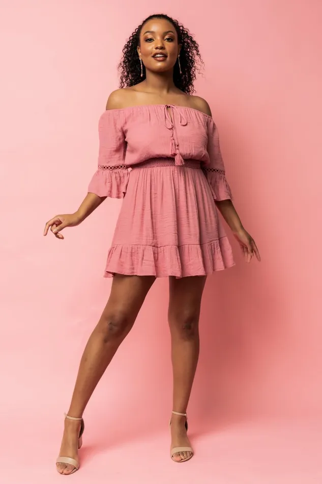 Baltic Born Cover Ups Women Magnolia Off Shoulder Mini Dress Rose