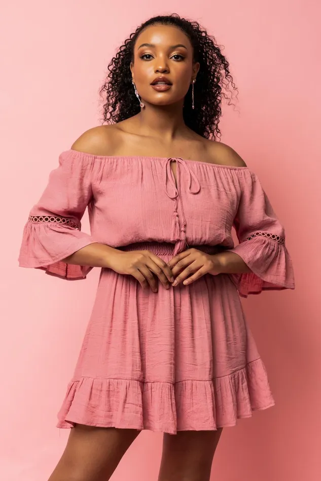 Baltic Born Cover Ups Women Magnolia Off Shoulder Mini Dress Rose Baltic Born Cover Ups Women Magnolia Off Shoulder Mini Dress Rose