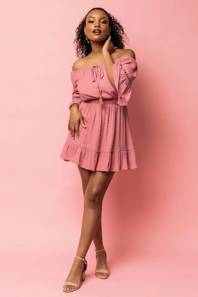 Baltic Born Cover Ups Women Magnolia Off Shoulder Mini Dress Rose Baltic Born Cover Ups Women Magnolia Off Shoulder Mini Dress Rose