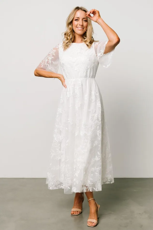 Baltic Born Embellished Sequin Women Arabella Embroidered Tulle Maxi Dress White