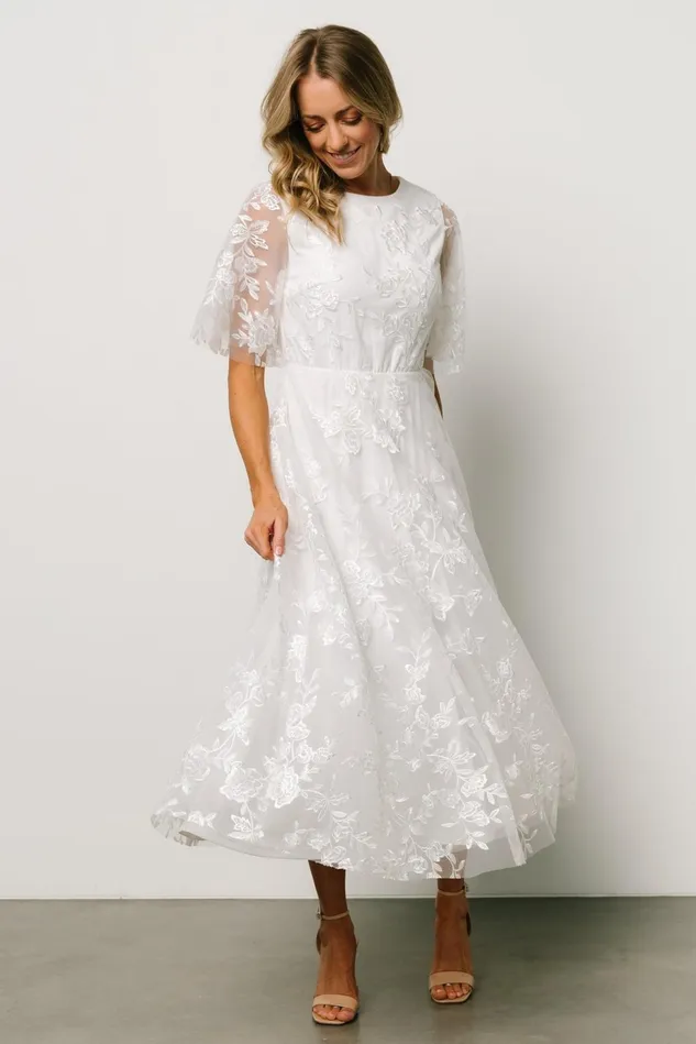 Baltic Born Embellished Sequin Women Arabella Embroidered Tulle Maxi Dress White Baltic Born Embellished Sequin Women Arabella Embroidered Tulle Maxi Dress White