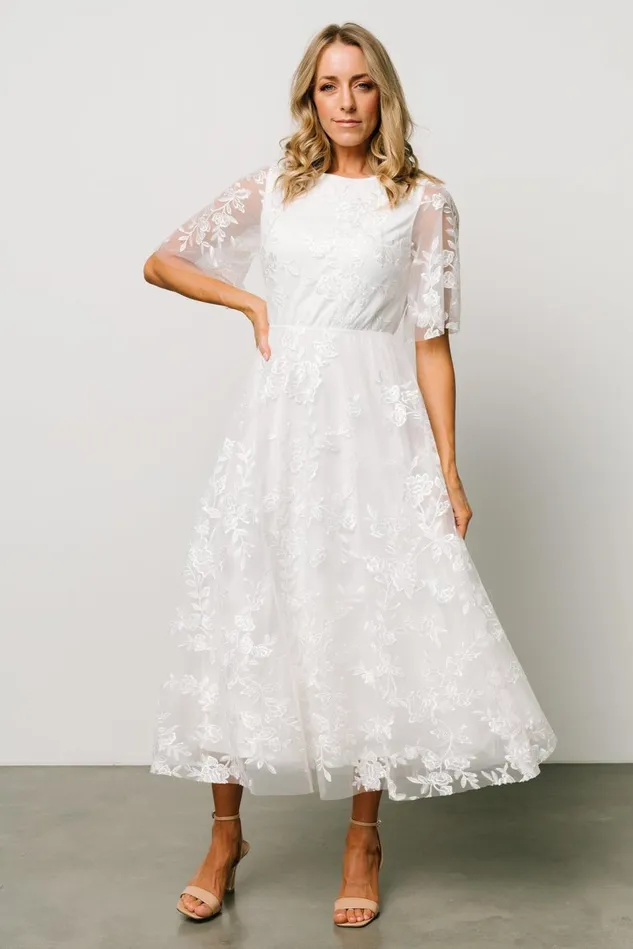 Baltic Born Embellished Sequin Women Arabella Embroidered Tulle Maxi Dress White Baltic Born Embellished Sequin Women Arabella Embroidered Tulle Maxi Dress White