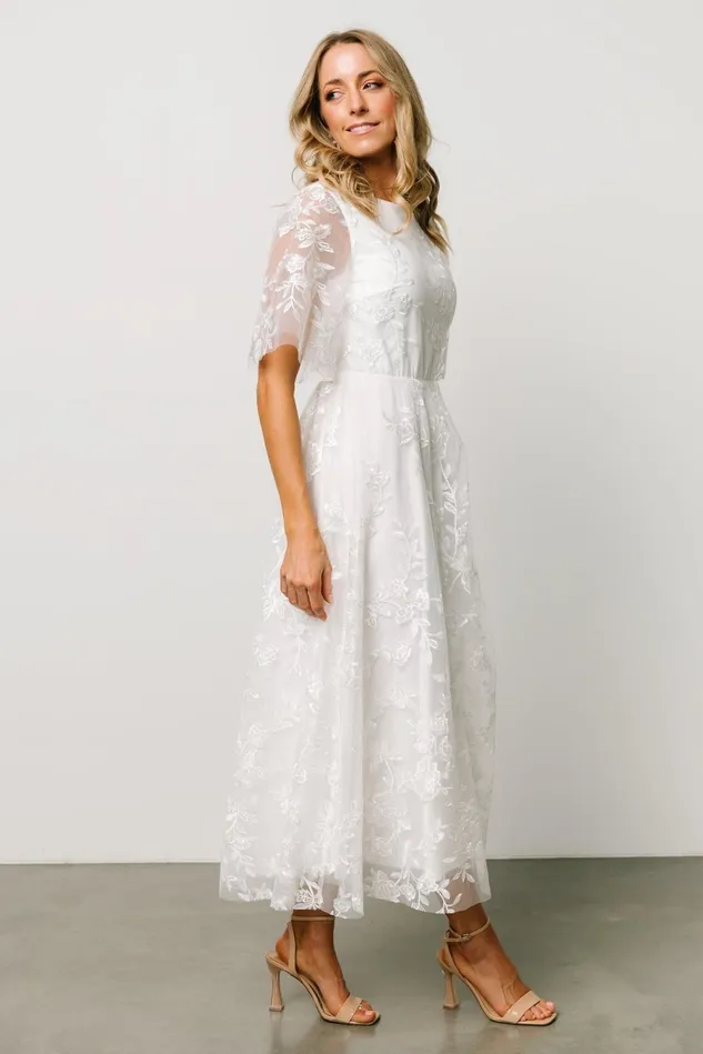 Baltic Born Embellished Sequin Women Arabella Embroidered Tulle Maxi Dress White Baltic Born Embellished Sequin Women Arabella Embroidered Tulle Maxi Dress White
