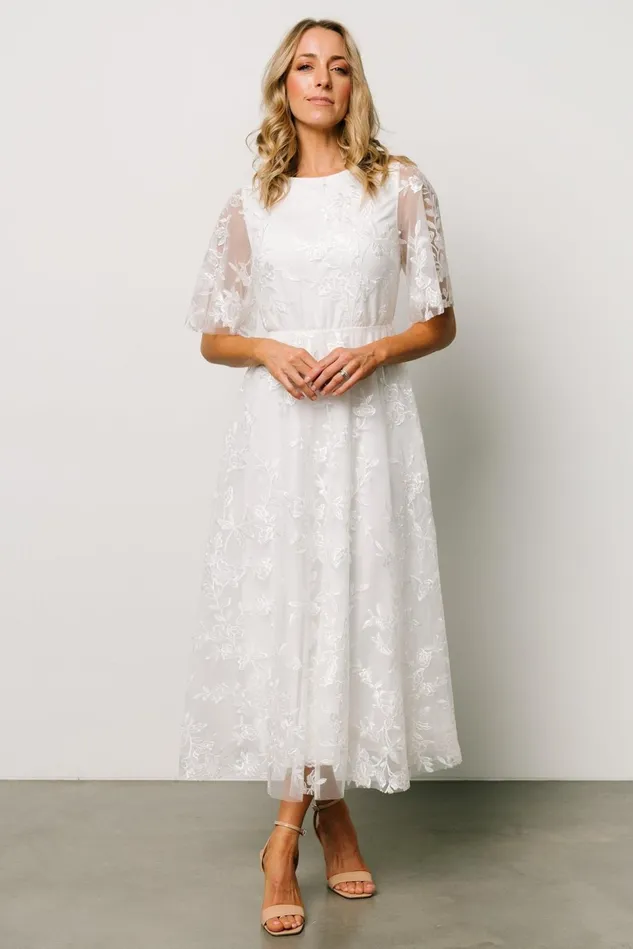 Baltic Born Embellished Sequin Women Arabella Embroidered Tulle Maxi Dress White Baltic Born Embellished Sequin Women Arabella Embroidered Tulle Maxi Dress White