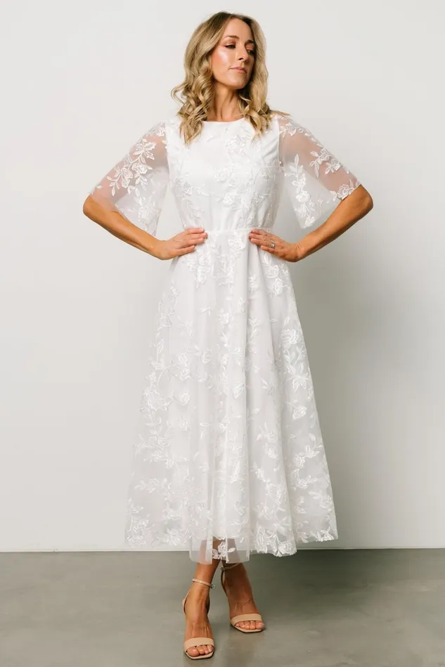 Baltic Born Embellished Sequin Women Arabella Embroidered Tulle Maxi Dress White Baltic Born Embellished Sequin Women Arabella Embroidered Tulle Maxi Dress White
