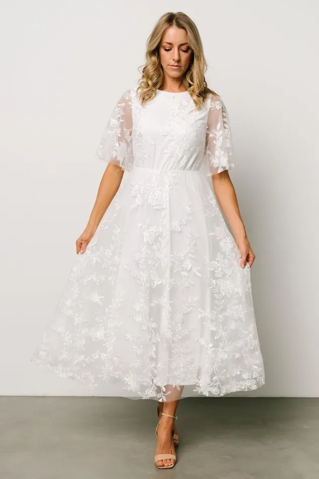 Baltic Born Embellished Sequin Women Arabella Embroidered Tulle Maxi Dress White Baltic Born Embellished Sequin Women Arabella Embroidered Tulle Maxi Dress White