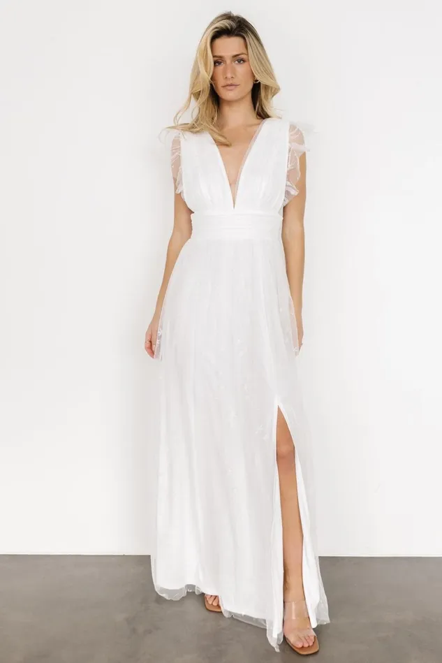 Baltic Born Embellished Sequin Women Nova Shimmer Maxi Dress White