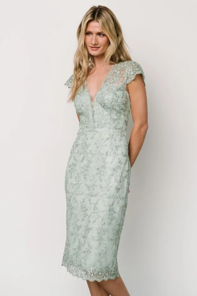 Baltic Born Embellished Sequin Women Oriana Embossed Shimmer Midi Dress Sage Baltic Born Embellished Sequin Women Oriana Embossed Shimmer Midi Dress Sage