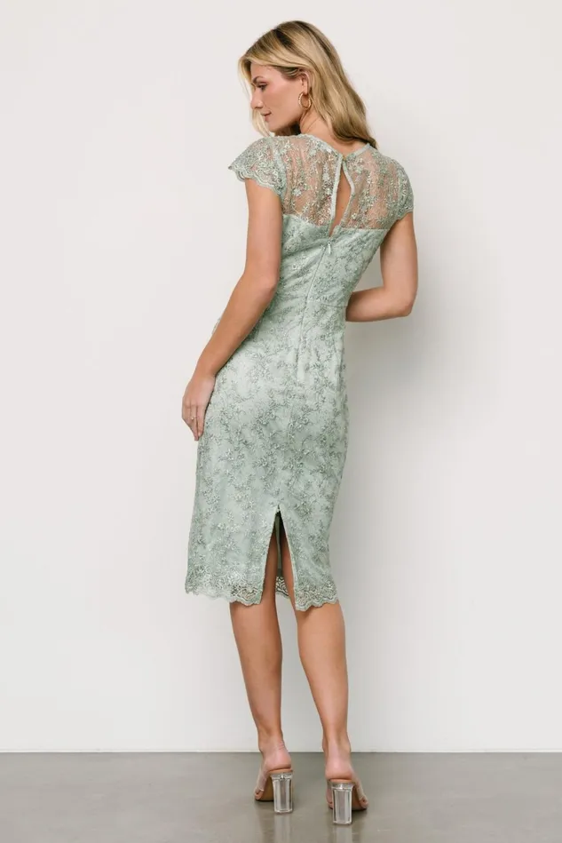 Baltic Born Embellished Sequin Women Oriana Embossed Shimmer Midi Dress Sage Baltic Born Embellished Sequin Women Oriana Embossed Shimmer Midi Dress Sage