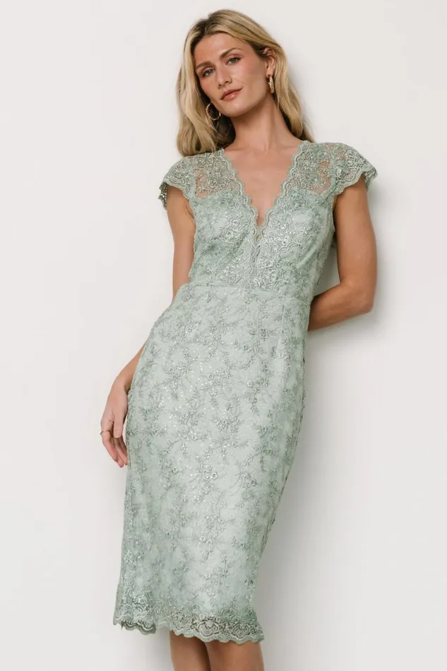 Baltic Born Embellished Sequin Women Oriana Embossed Shimmer Midi Dress Sage Baltic Born Embellished Sequin Women Oriana Embossed Shimmer Midi Dress Sage