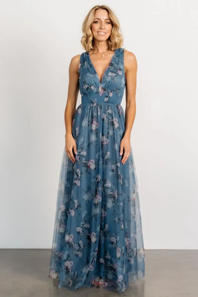 Baltic Born Maxi Dresses Women Kamila Tulle Maxi Dress Blue Multi Floral