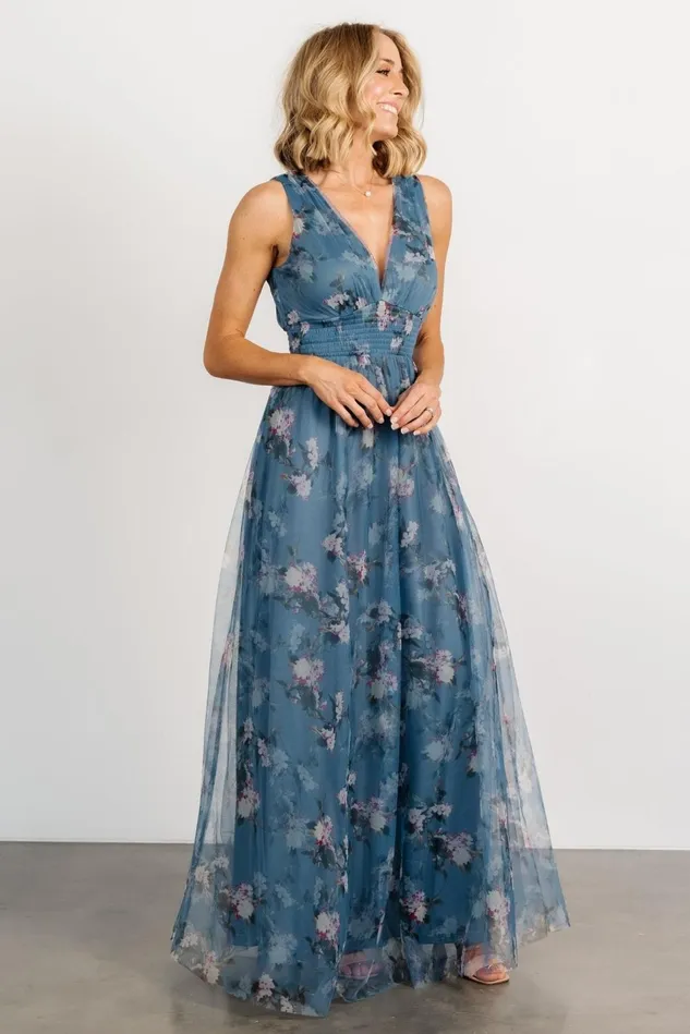 Baltic Born Maxi Dresses Women Kamila Tulle Maxi Dress Blue Multi Floral