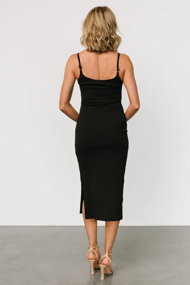 Baltic Born Midi Dresses Women Claremont Ribbed Dress Black Baltic Born Midi Dresses Women Claremont Ribbed Dress Black