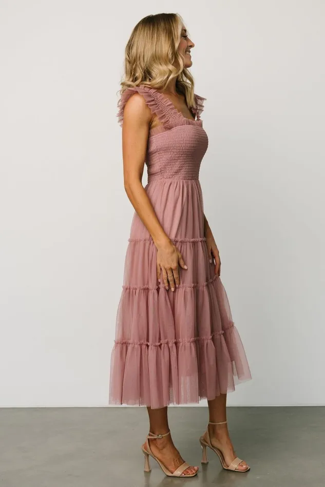 Baltic Born Midi Dresses Women Emma Smocked Tulle Dress Dusty Rose Baltic Born Midi Dresses Women Emma Smocked Tulle Dress Dusty Rose