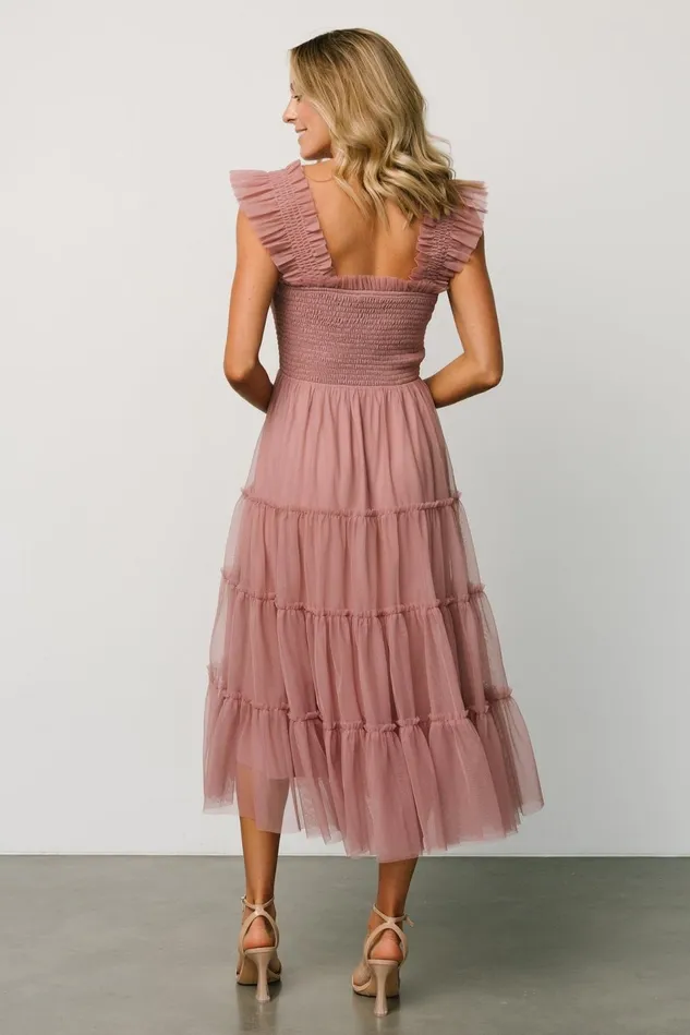 Baltic Born Midi Dresses Women Emma Smocked Tulle Dress Dusty Rose Baltic Born Midi Dresses Women Emma Smocked Tulle Dress Dusty Rose