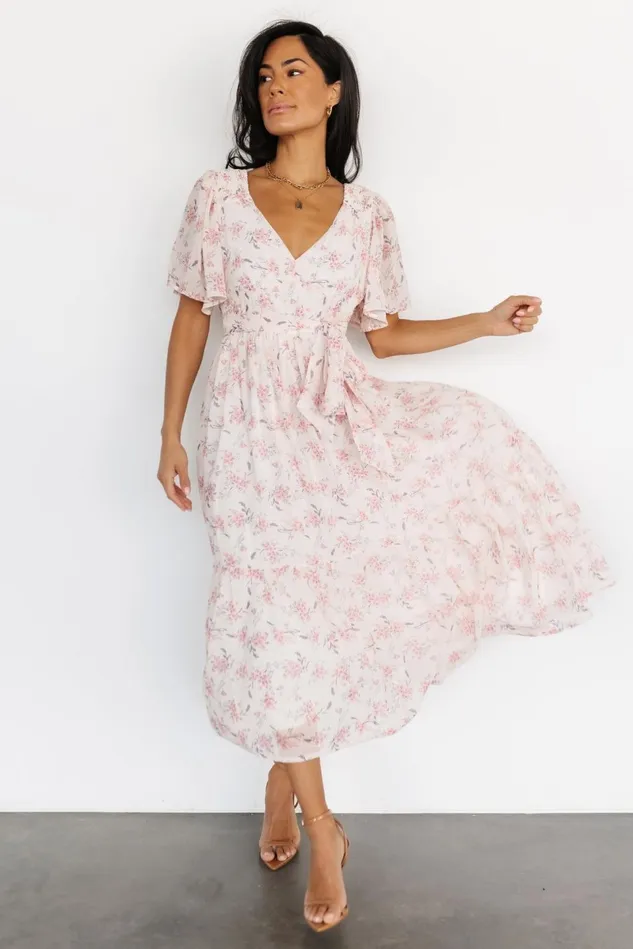 Baltic Born Midi Dresses Women Iris Midi Dress Blush Floral Baltic Born Midi Dresses Women Iris Midi Dress Blush Floral