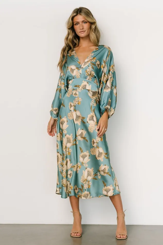 Baltic Born Midi Dresses Women Joni Satin Midi Dress Blue Multi