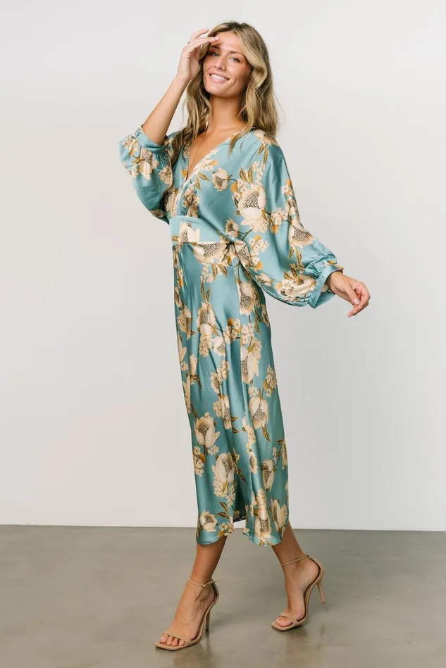Baltic Born Midi Dresses Women Joni Satin Midi Dress Blue Multi Baltic Born Midi Dresses Women Joni Satin Midi Dress Blue Multi