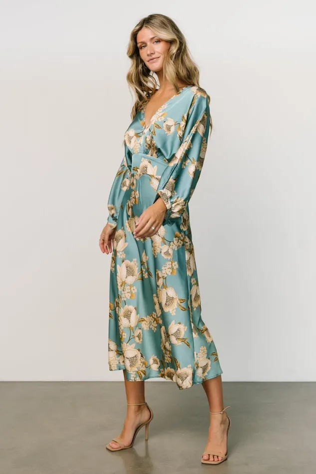 Baltic Born Midi Dresses Women Joni Satin Midi Dress Blue Multi Baltic Born Midi Dresses Women Joni Satin Midi Dress Blue Multi
