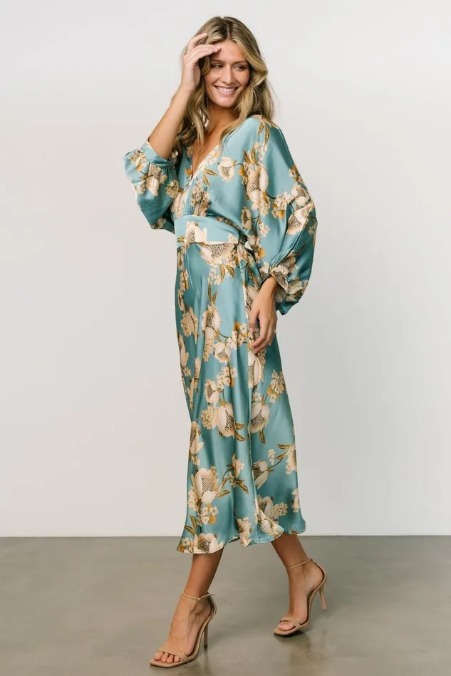 Baltic Born Midi Dresses Women Joni Satin Midi Dress Blue Multi Baltic Born Midi Dresses Women Joni Satin Midi Dress Blue Multi