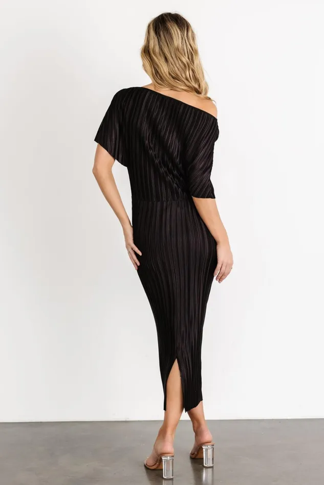 Baltic Born Midi Dresses Women Winslow Pleated Midi Dress Black Baltic Born Midi Dresses Women Winslow Pleated Midi Dress Black