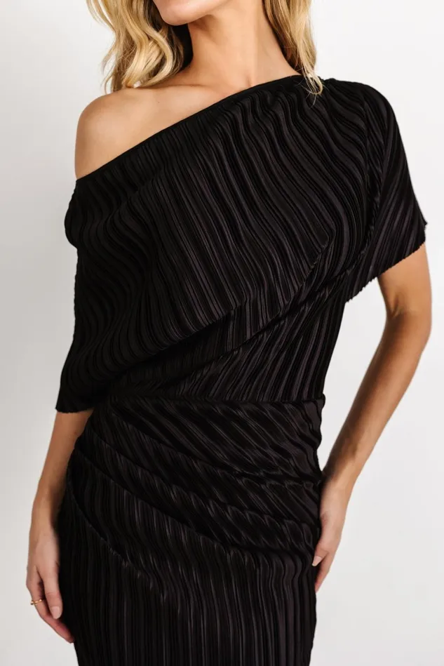 Baltic Born Midi Dresses Women Winslow Pleated Midi Dress Black Baltic Born Midi Dresses Women Winslow Pleated Midi Dress Black