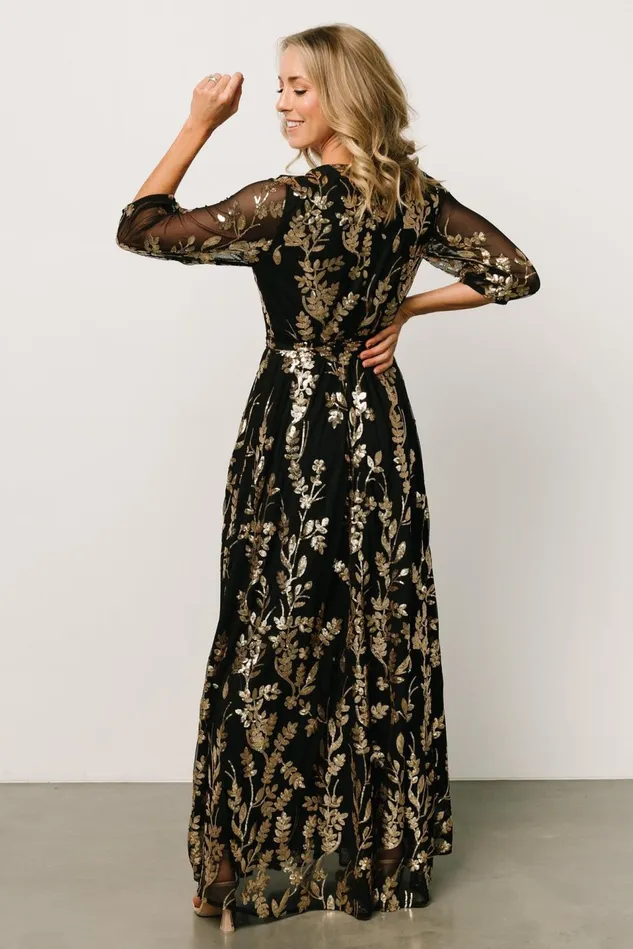 Baltic Born Mother Of The Bride Women Destiny Sequin Maxi Dress Black Gold Baltic Born Mother Of The Bride Women Destiny Sequin Maxi Dress Black Gold