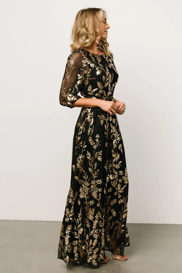 Baltic Born Mother Of The Bride Women Destiny Sequin Maxi Dress Black Gold Baltic Born Mother Of The Bride Women Destiny Sequin Maxi Dress Black Gold