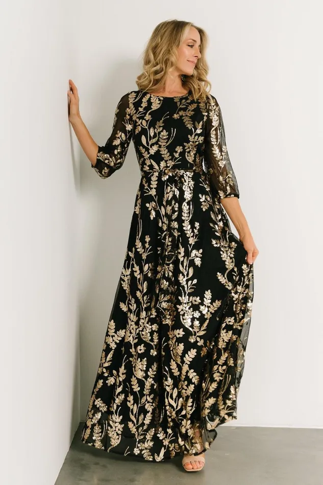 Baltic Born Mother Of The Bride Women Destiny Sequin Maxi Dress Black Gold Baltic Born Mother Of The Bride Women Destiny Sequin Maxi Dress Black Gold