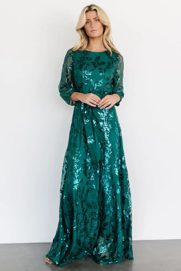 Baltic Born Mother Of The Bride Women Destiny Sequin Maxi Dress Emerald