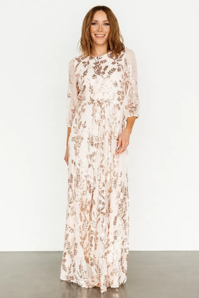 Baltic Born Mother Of The Bride Women Destiny Sequin Maxi Dress Rose Gold