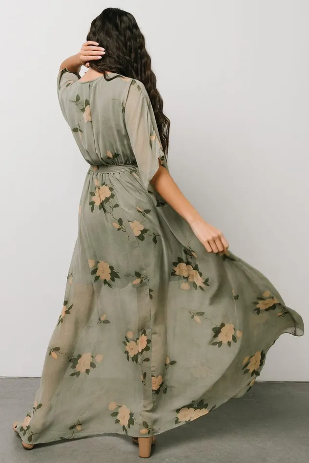 Baltic Born Mother Of The Bride Women Kia Kimono Maxi Dress Olive Floral
