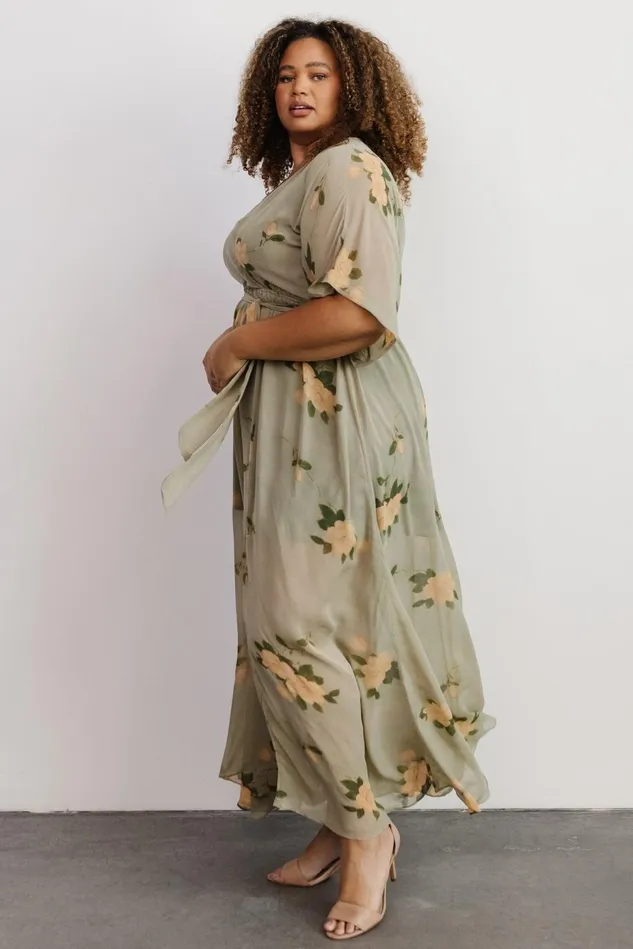 Baltic Born Mother Of The Bride Women Kia Kimono Maxi Dress Olive Floral