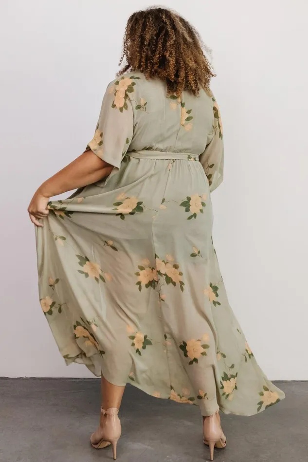 Baltic Born Mother Of The Bride Women Kia Kimono Maxi Dress Olive Floral