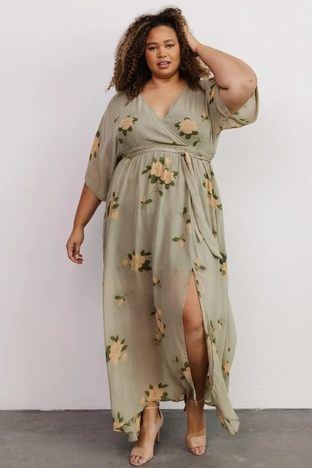 Baltic Born Mother Of The Bride Women Kia Kimono Maxi Dress Olive Floral