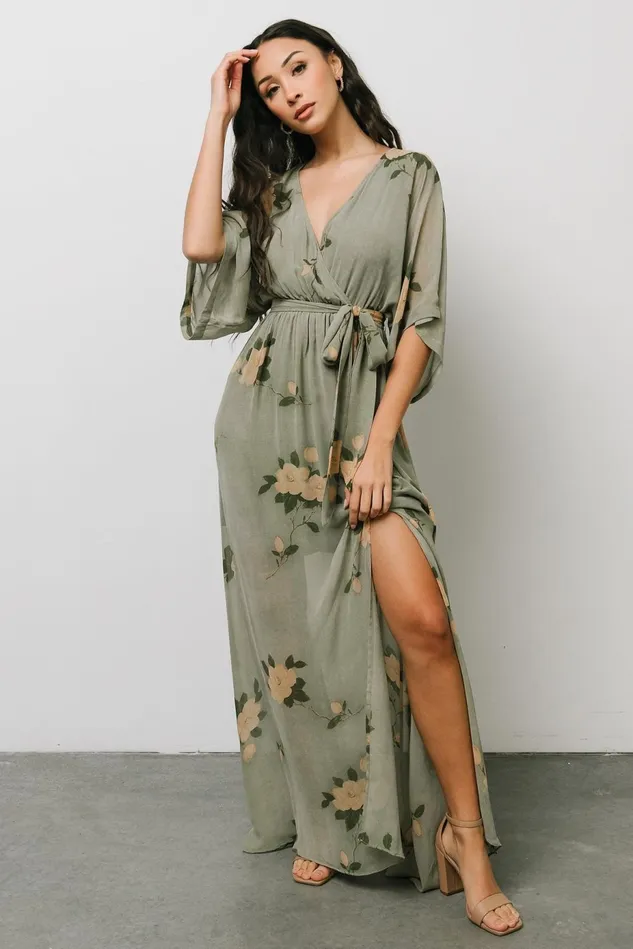 Baltic Born Mother Of The Bride Women Kia Kimono Maxi Dress Olive Floral