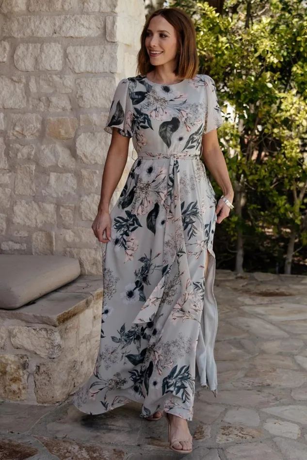Baltic Born Mother Of The Bride Women Naomi Short Sleeve Maxi Dress Pale Blue Floral Baltic Born Mother Of The Bride Women Naomi Short Sleeve Maxi Dress Pale Blue Floral