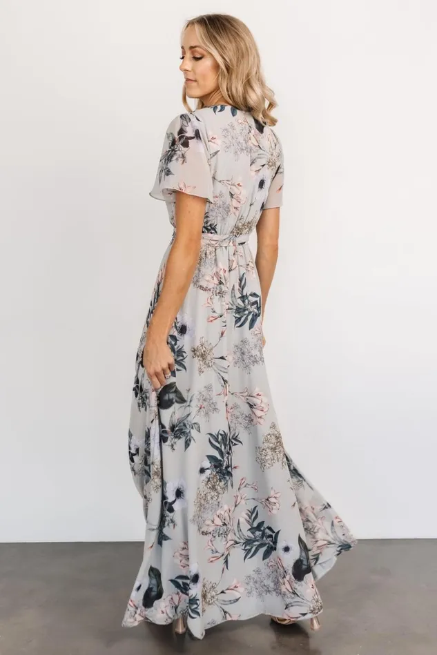 Baltic Born Mother Of The Bride Women Naomi Short Sleeve Maxi Dress Pale Blue Floral