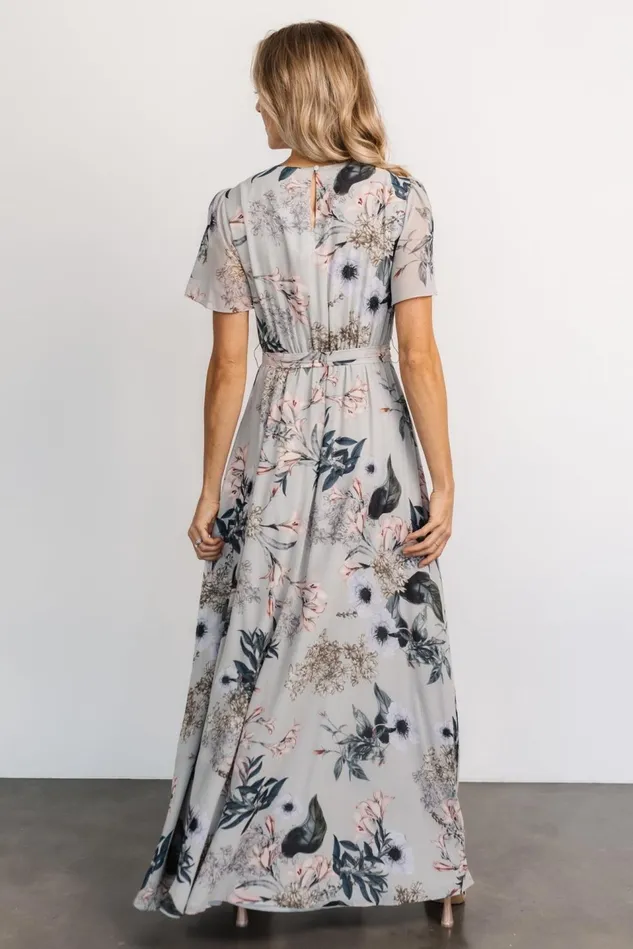 Baltic Born Mother Of The Bride Women Naomi Short Sleeve Maxi Dress Pale Blue Floral