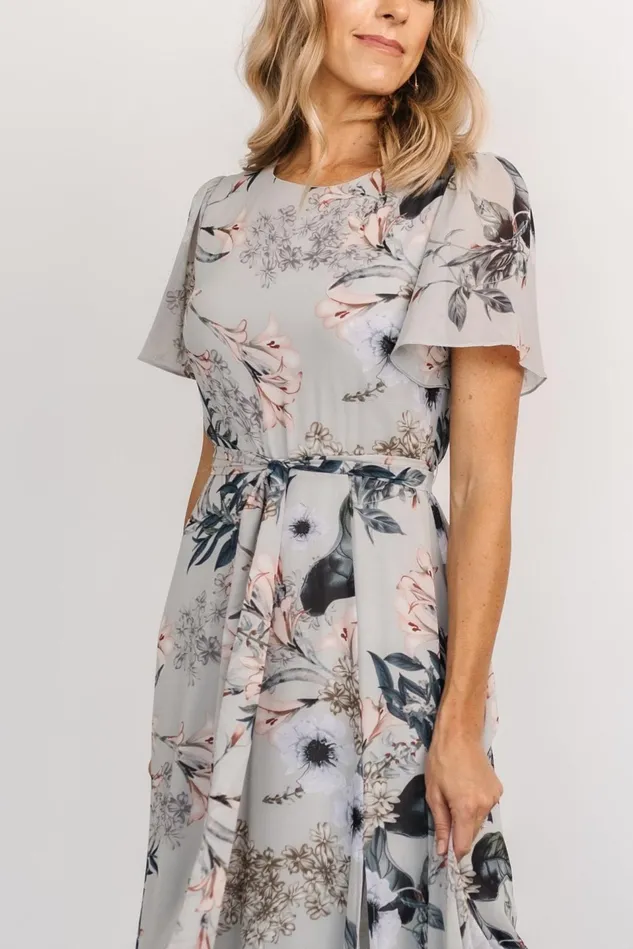 Baltic Born Mother Of The Bride Women Naomi Short Sleeve Maxi Dress Pale Blue Floral