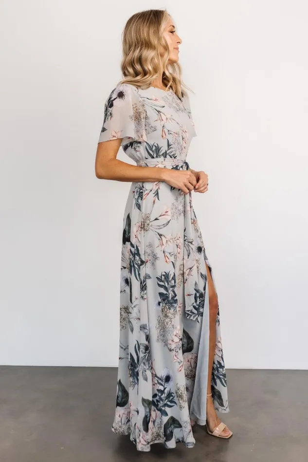 Baltic Born Mother Of The Bride Women Naomi Short Sleeve Maxi Dress Pale Blue Floral